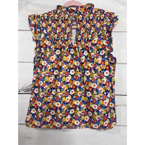 SSYS Top Size Small Multi Color Floral Print Ruffles - Picture 2 of 6